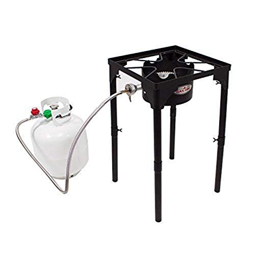 GasOne Portable Propane 100, 000-BTU High-Pressure Single Burner Camp Stove & Steel Braided Regulator with Adjustable Legs