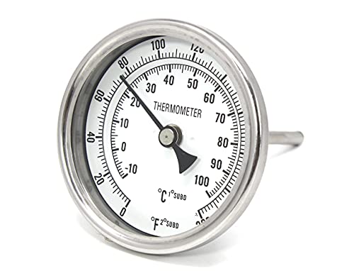 Concord 3' Stainless Steel Thermometer for Home Brewing (2' Stem)